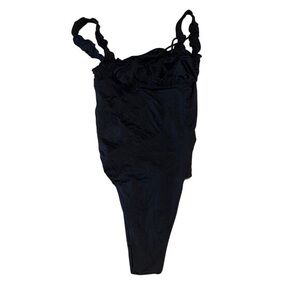 Frankies Bikinis Fawn Black Tie Front One Piece Swimsuit Women's Small S